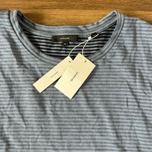 Vince Short Sleeve Crewneck Cotton T-Shirt Blue Stripes Preppy Mens XXL 2XL NWT